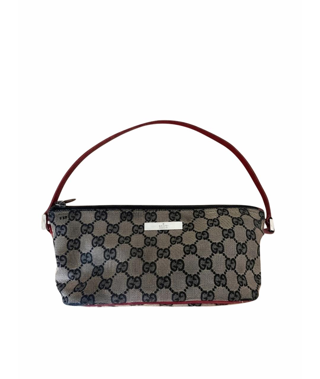 GUCCI Коричневая сумка с короткими ручками из канвы, фото 1