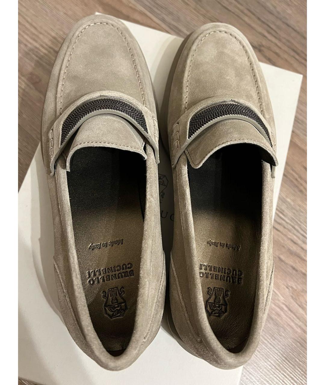BRUNELLO CUCINELLI Серые кожаные лоферы, фото 6