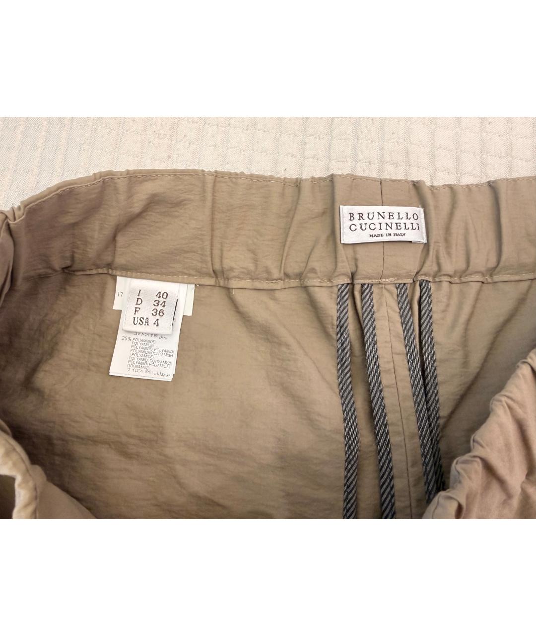 BRUNELLO CUCINELLI Бежевые хлопковые брюки широкие, фото 3
