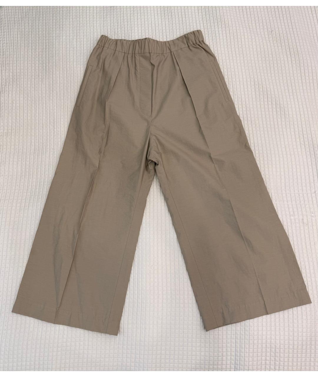 BRUNELLO CUCINELLI Бежевые хлопковые брюки широкие, фото 4