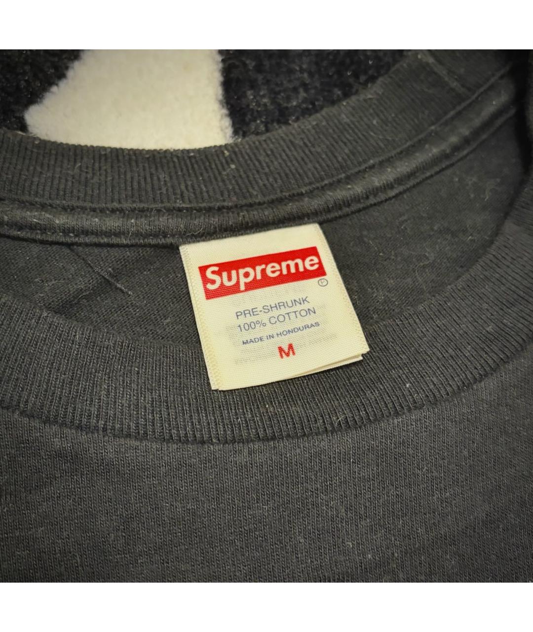 SUPREME Черная хлопковая футболка, фото 3