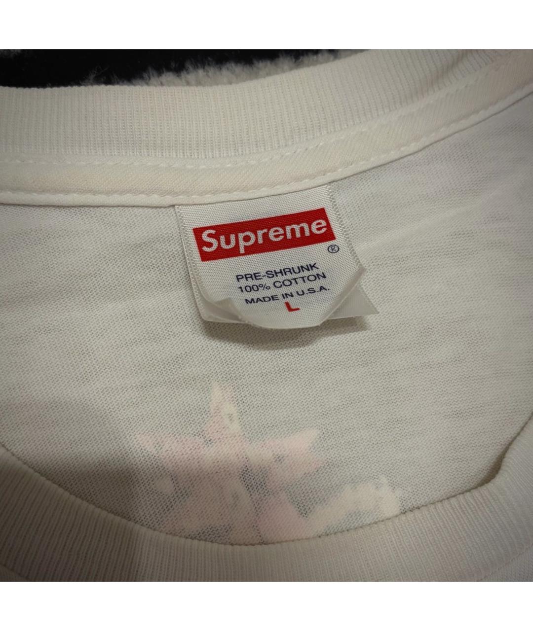 SUPREME Белая хлопковая футболка, фото 3