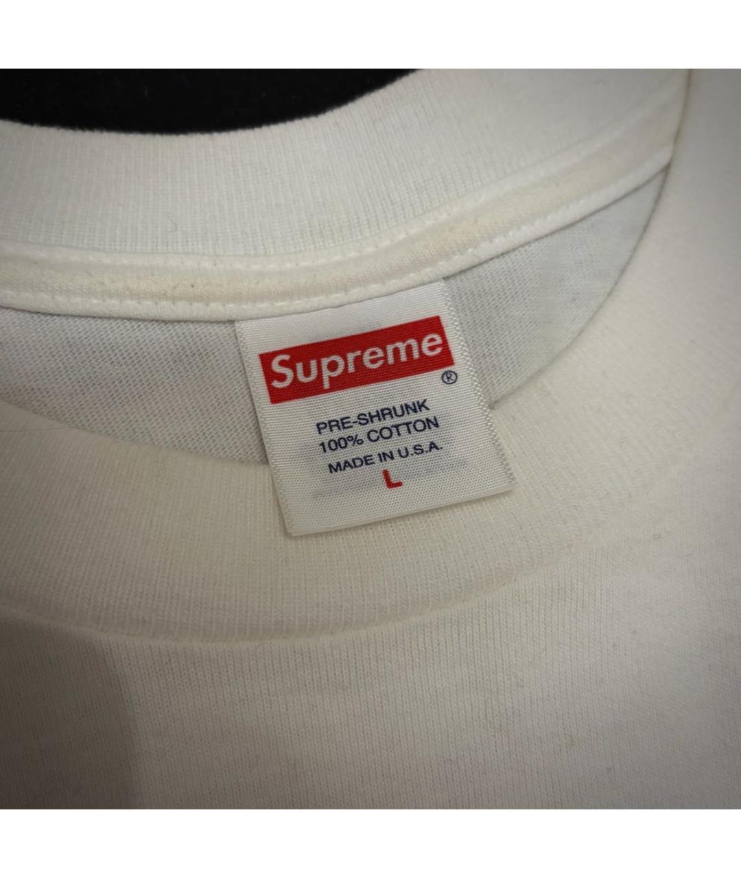 SUPREME Белая хлопковая футболка, фото 3