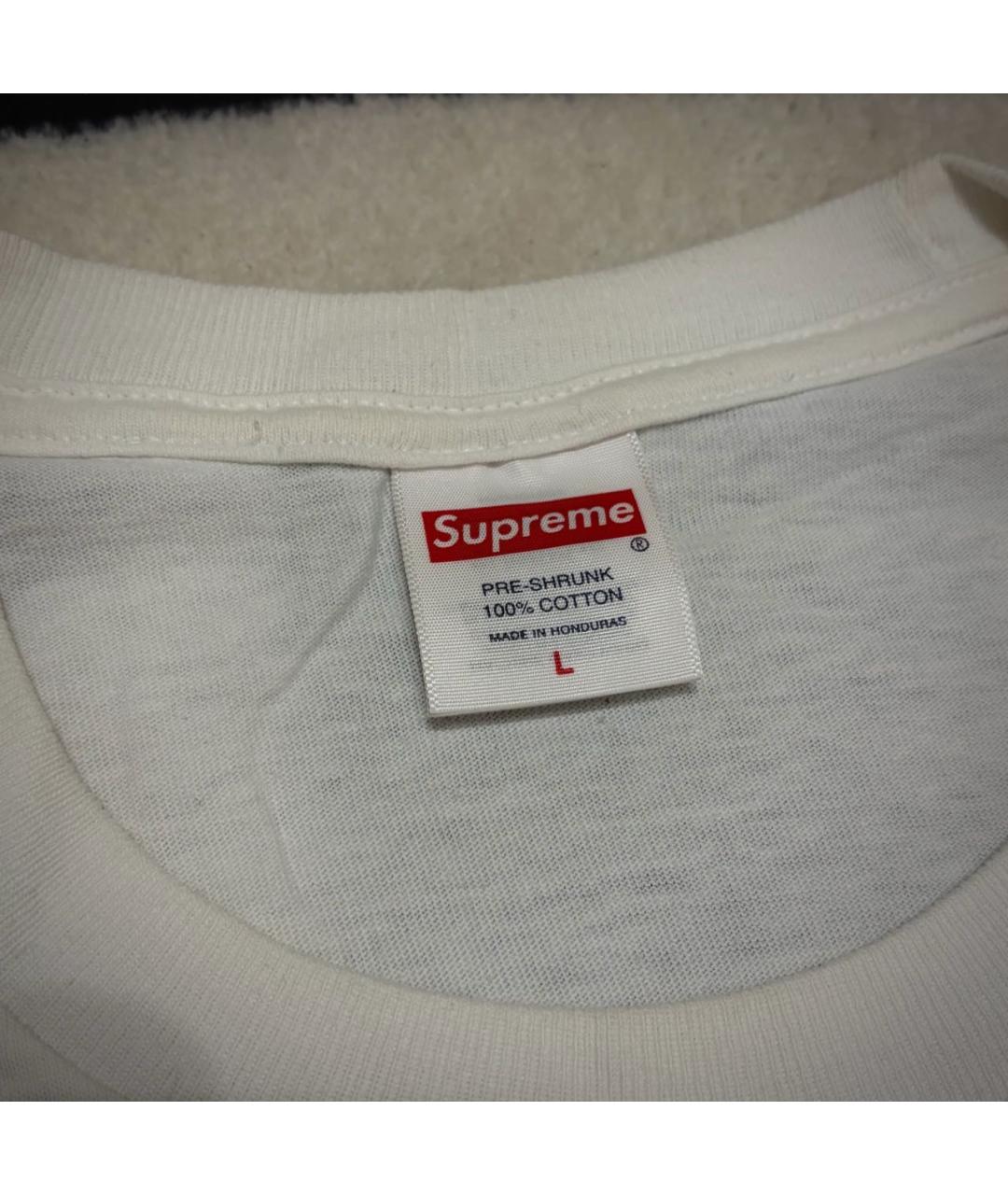 SUPREME Белая хлопковая футболка, фото 3
