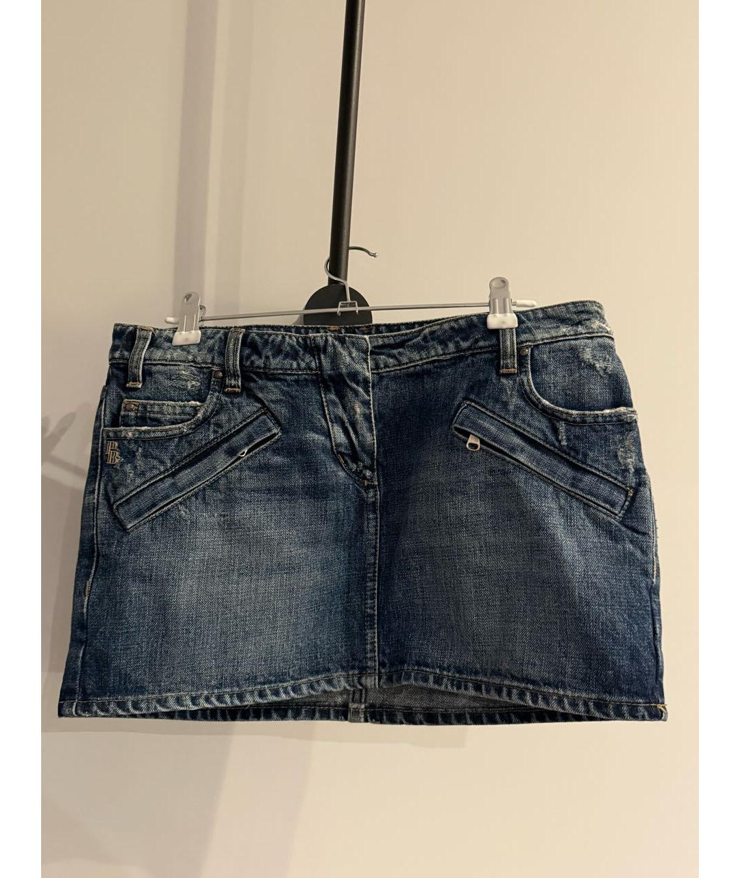 PIERRE BALMAIN Синяя деним юбка мини, фото 4