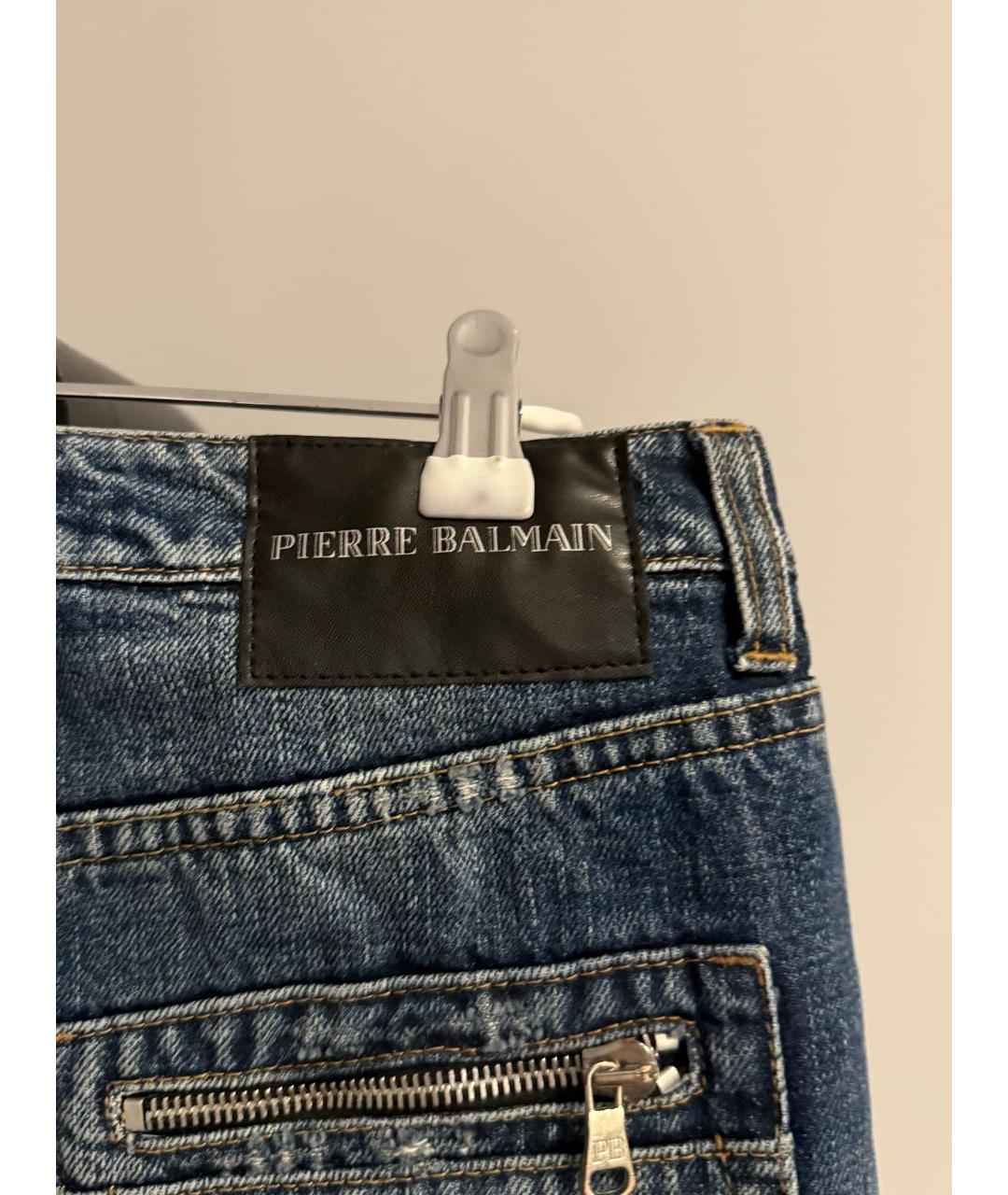PIERRE BALMAIN Синяя деним юбка мини, фото 3