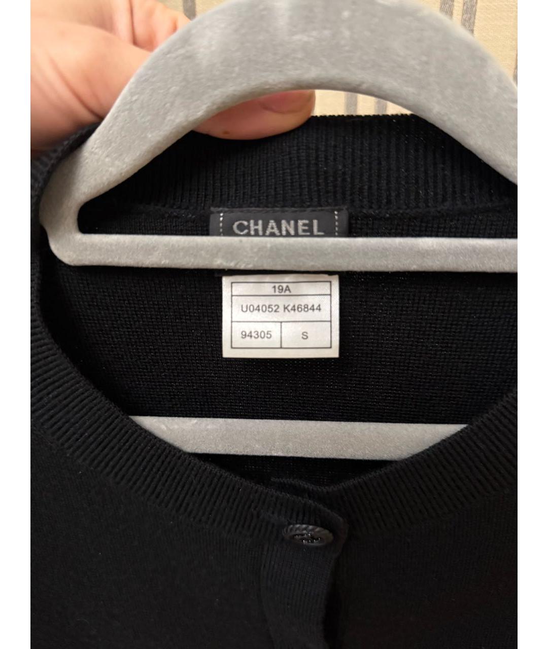 CHANEL Черный шерстяной кардиган, фото 4
