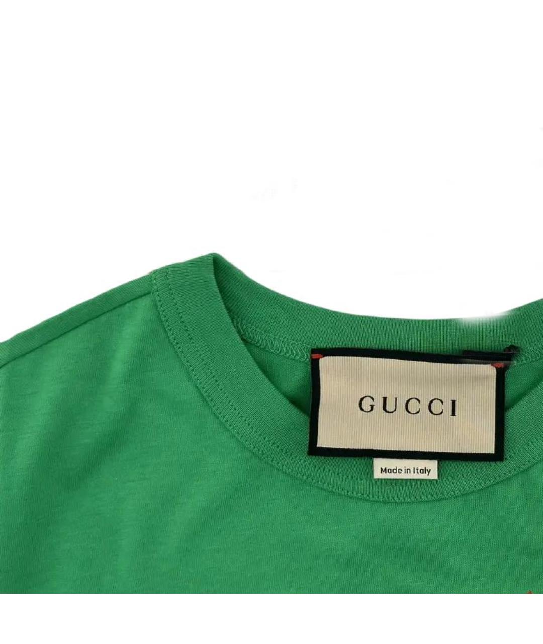 GUCCI Зеленая хлопковая футболка, фото 3