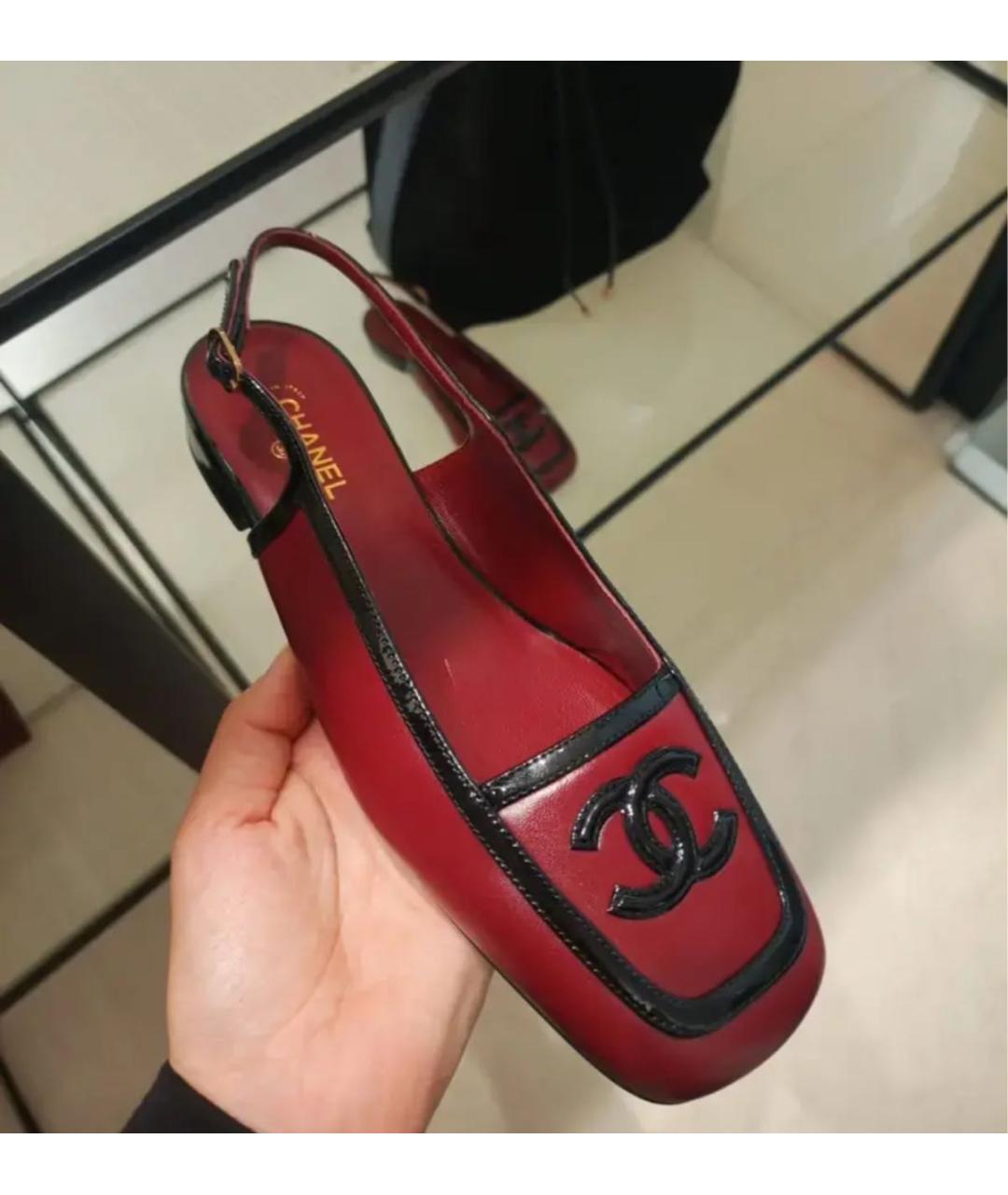 CHANEL Красные кожаные туфли, фото 2