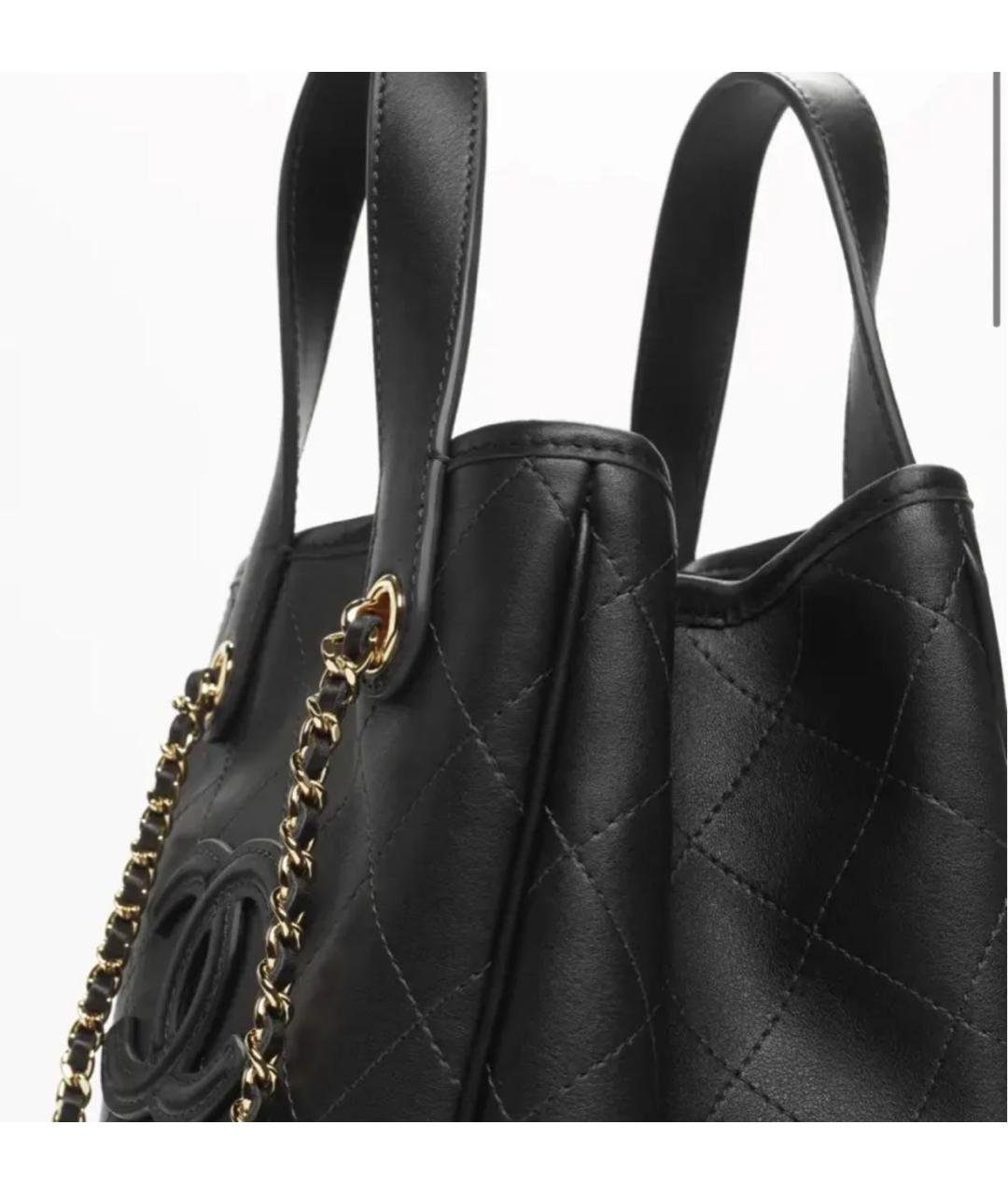 CHANEL Черная кожаная сумка с короткими ручками, фото 5