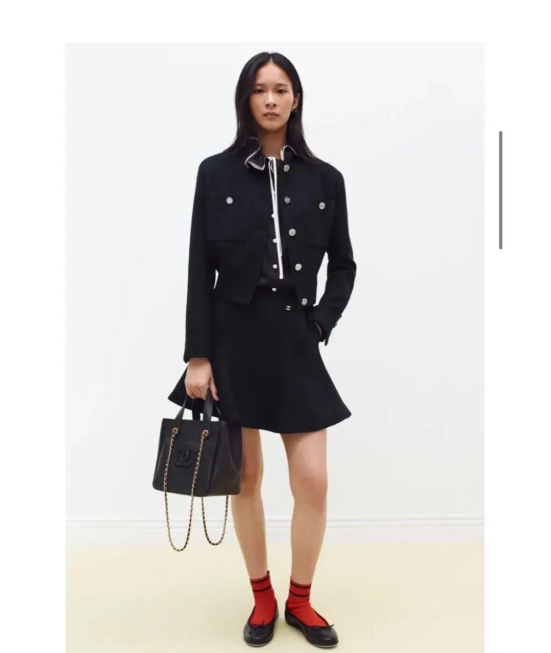 CHANEL Черная кожаная сумка с короткими ручками, фото 6