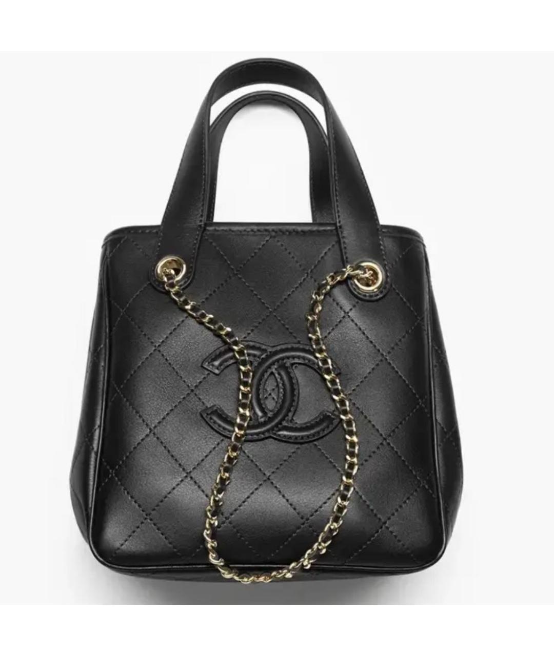 CHANEL Черная кожаная сумка с короткими ручками, фото 8