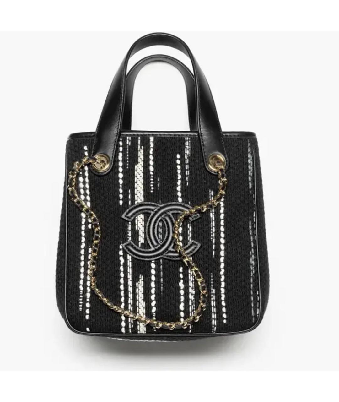 CHANEL Черная тканевая сумка с короткими ручками, фото 6