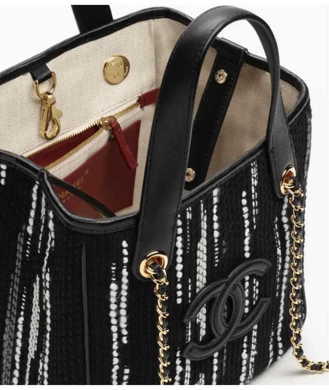 CHANEL Черная тканевая сумка с короткими ручками, фото 4