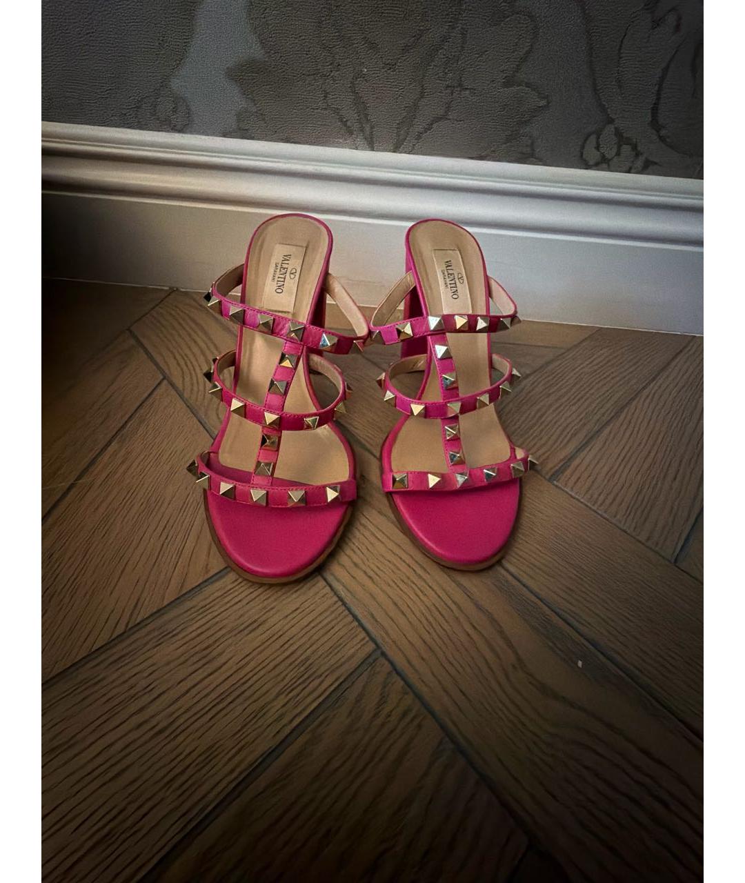 VALENTINO Фуксия кожаные босоножки, фото 3