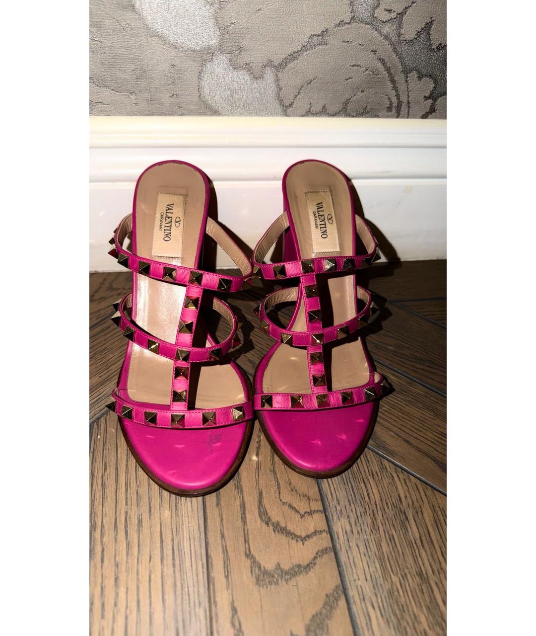 VALENTINO Фуксия кожаные босоножки, фото 2
