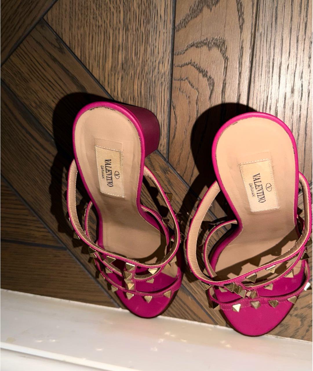 VALENTINO Фуксия кожаные босоножки, фото 4