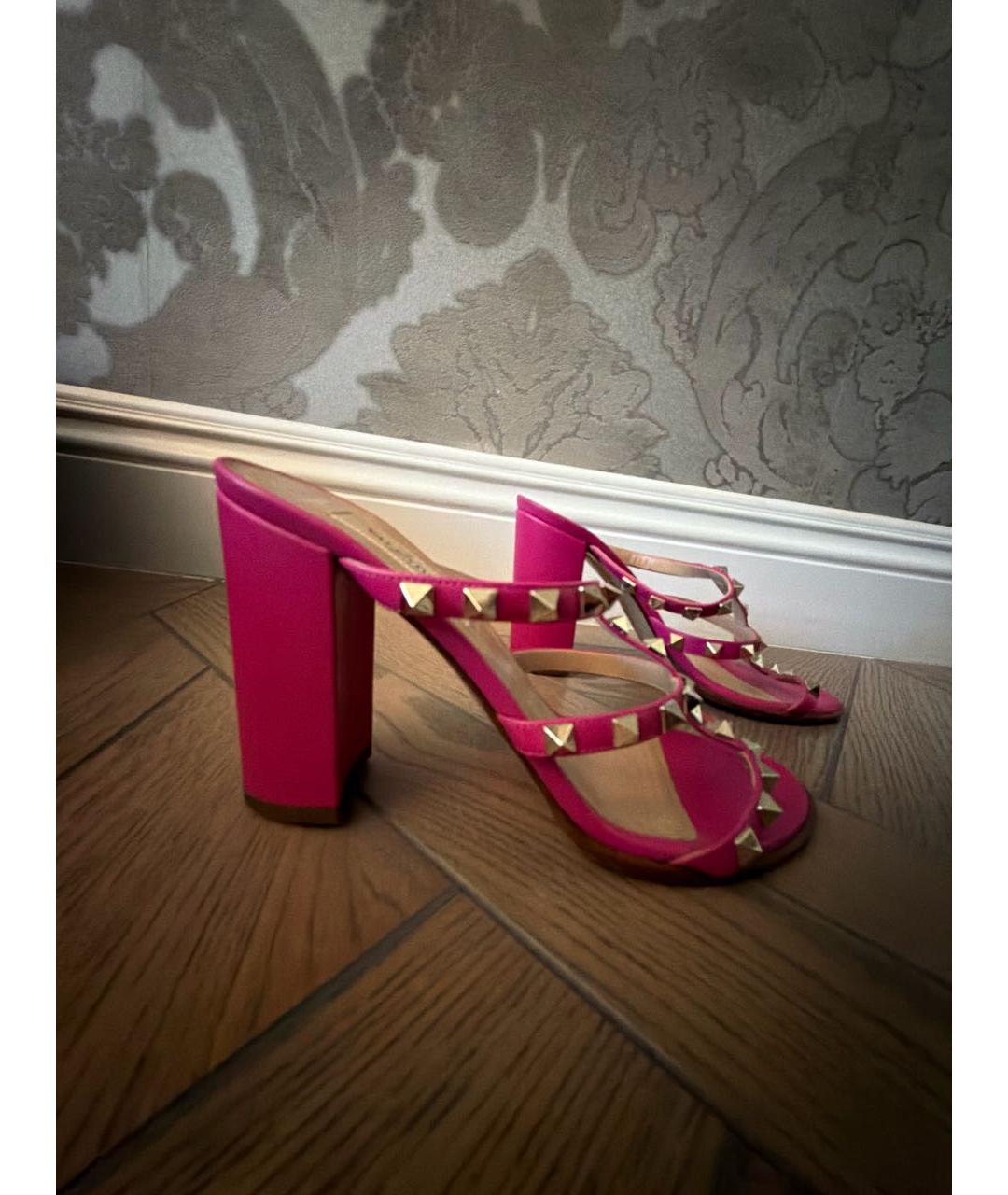 VALENTINO Фуксия кожаные босоножки, фото 8