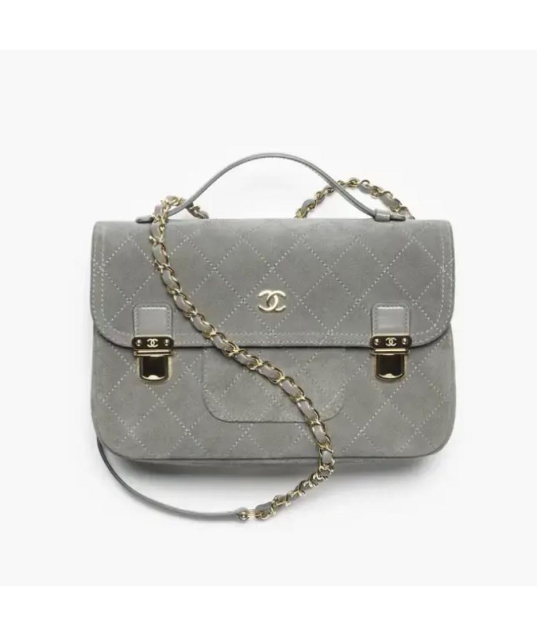 CHANEL Серая замшевая сумка через плечо, фото 6