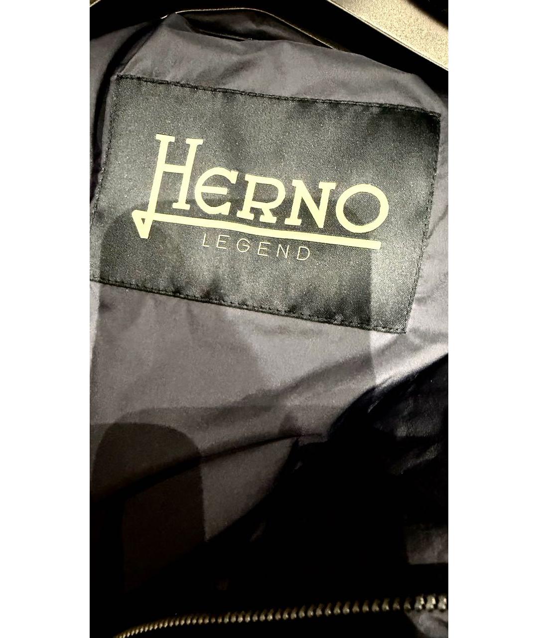 HERNO Темно-синяя полиэстеровая куртка, фото 3