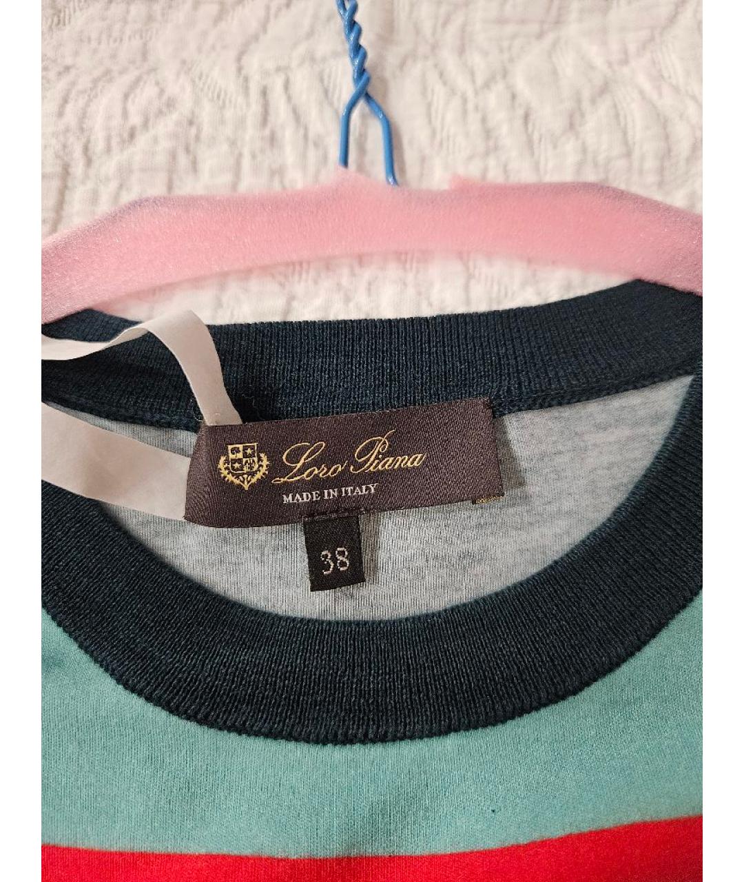 LORO PIANA Бирюзовая хлопковая футболка, фото 3