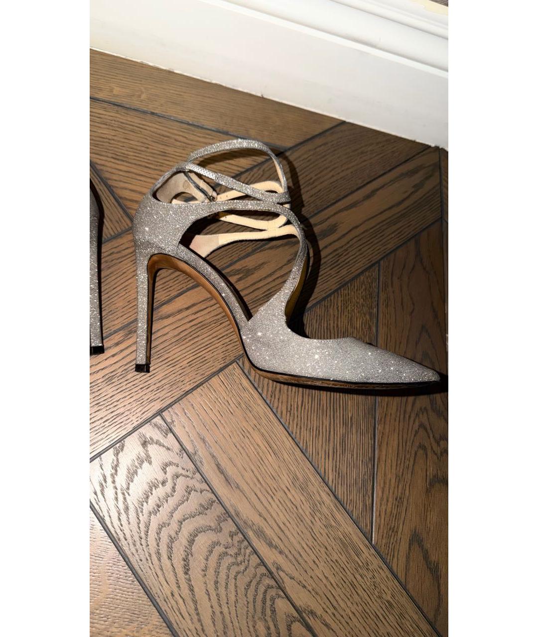 JIMMY CHOO Серебряные кожаные туфли, фото 5