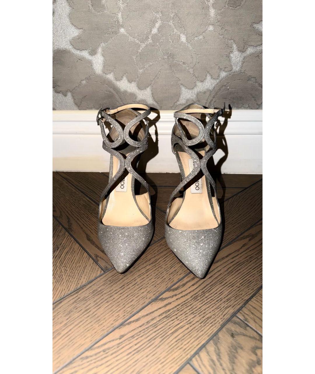 JIMMY CHOO Серебряные кожаные туфли, фото 2