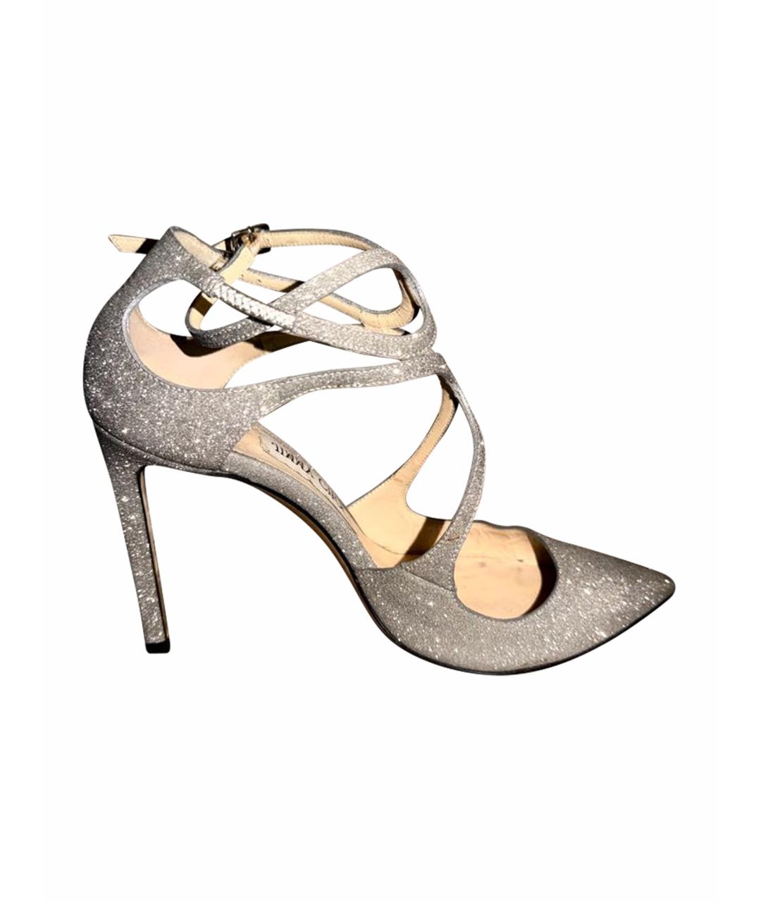 JIMMY CHOO Серебряные кожаные туфли, фото 1