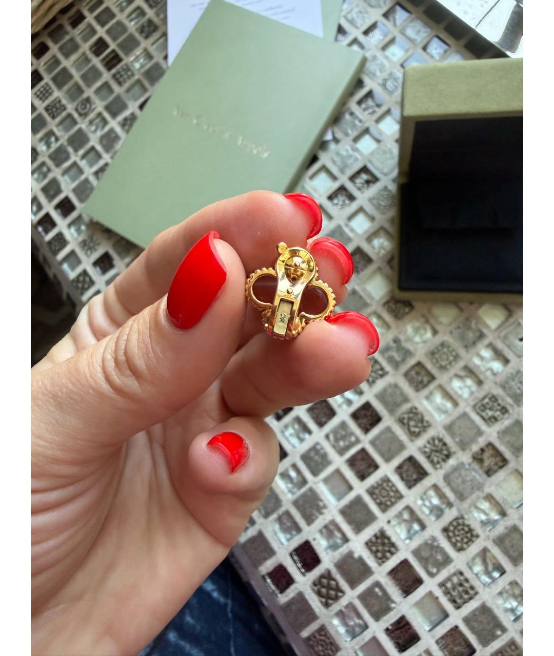 VAN CLEEF & ARPELS Бордовые серьги из розового золота, фото 4