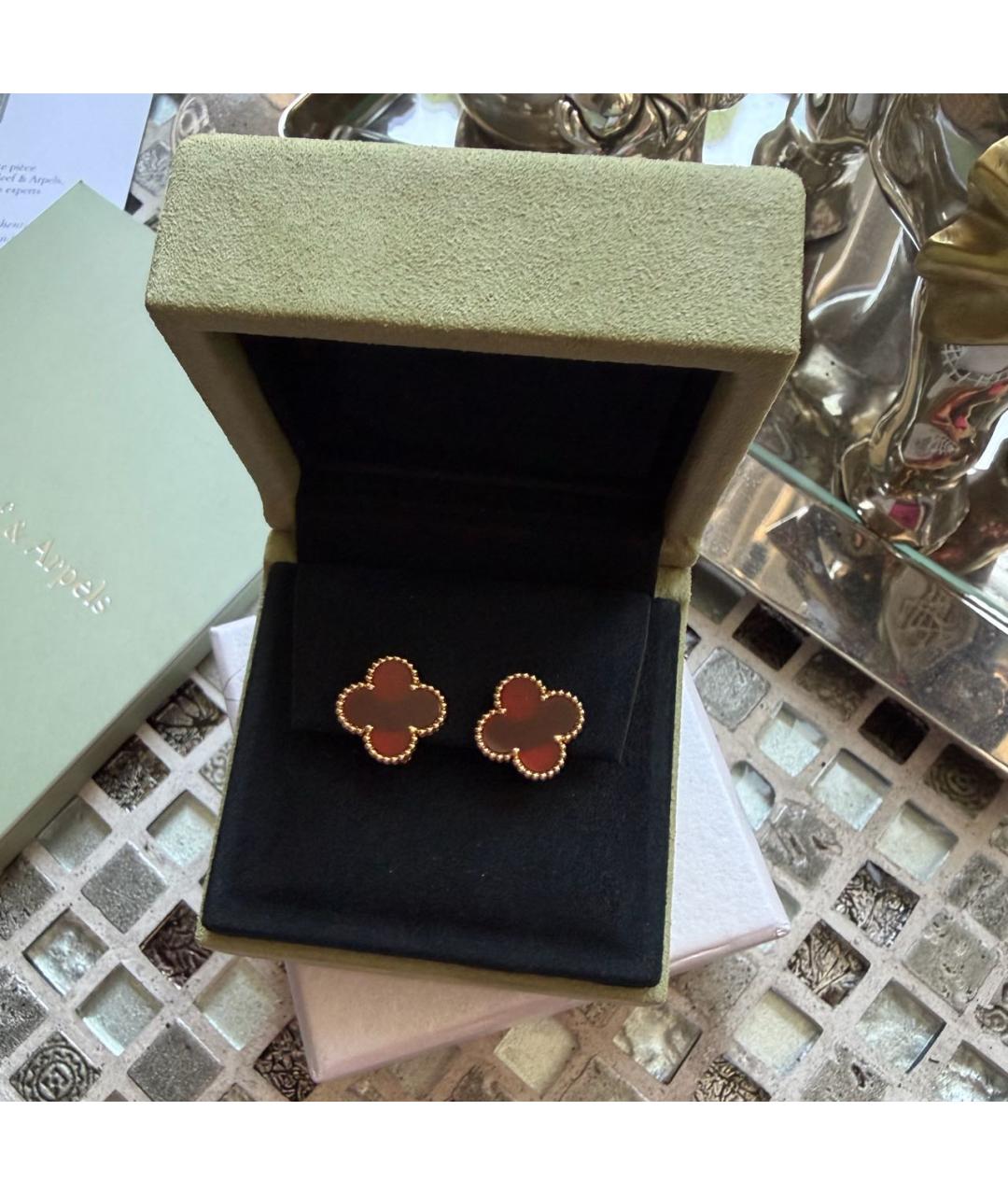 VAN CLEEF & ARPELS Бордовые серьги из розового золота, фото 7
