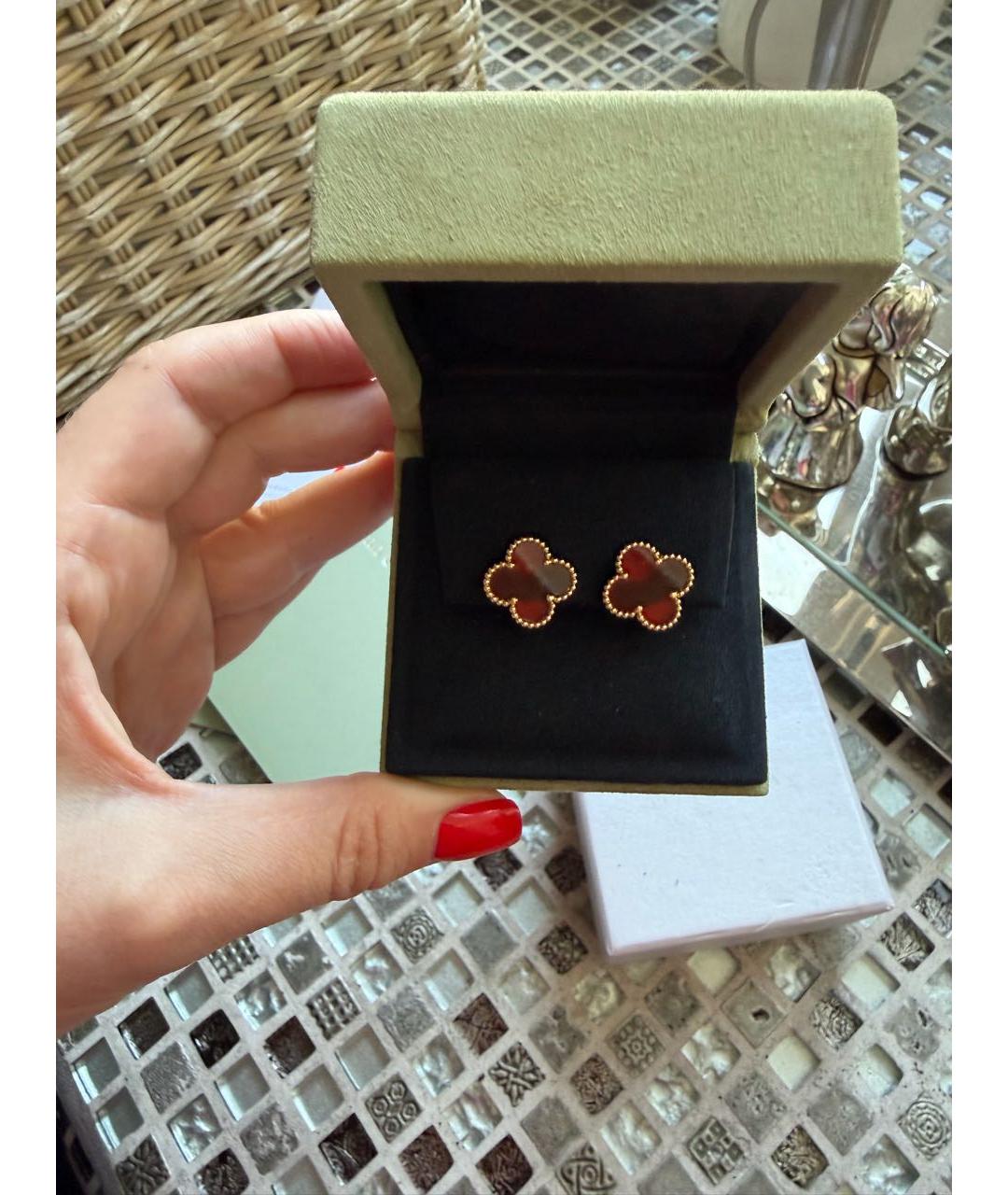 VAN CLEEF & ARPELS Бордовые серьги из розового золота, фото 2
