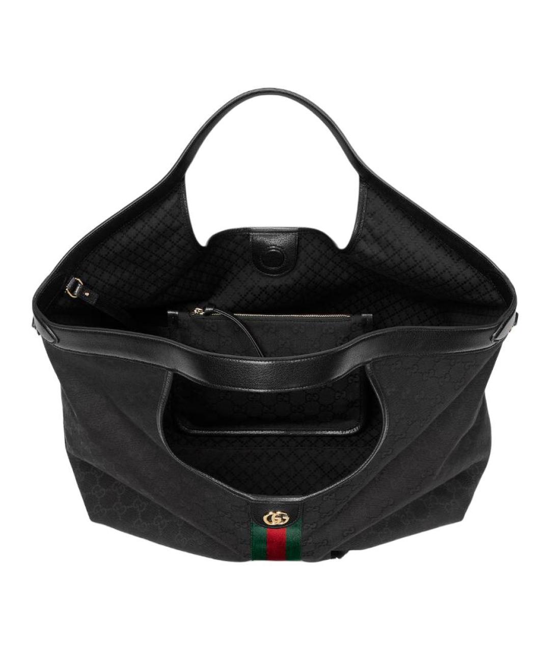 GUCCI Черная сумка через плечо из канвы, фото 4