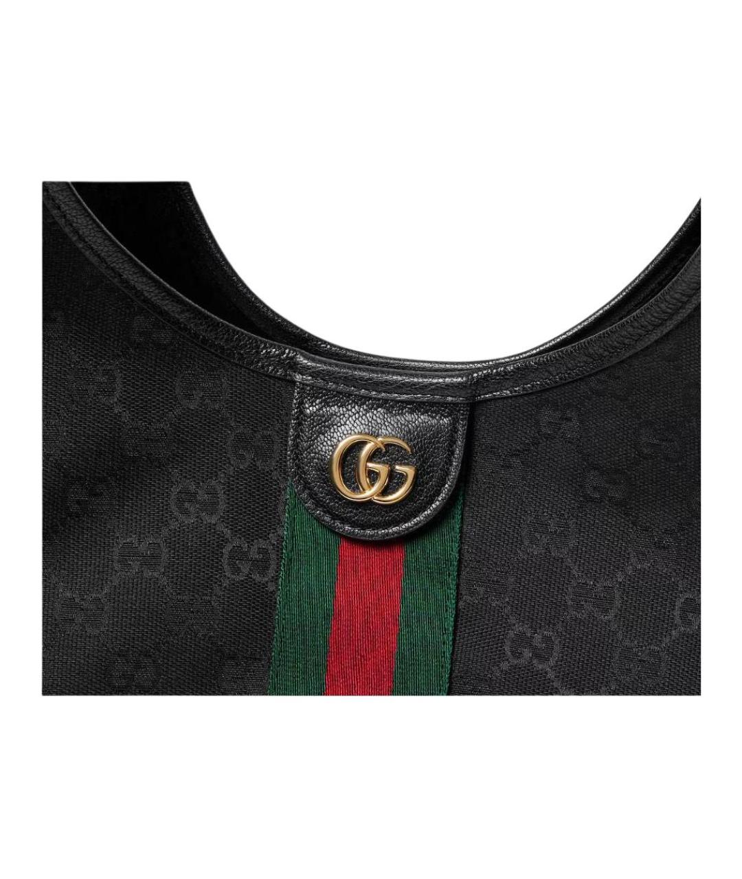 GUCCI Черная сумка через плечо из канвы, фото 5