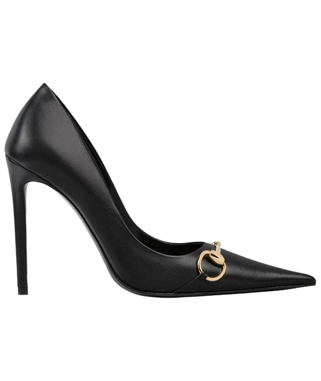 GUCCI Черные кожаные туфли, фото 1