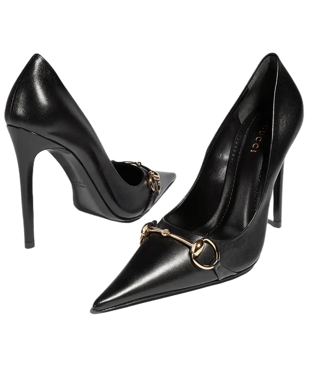 GUCCI Черные кожаные туфли, фото 5