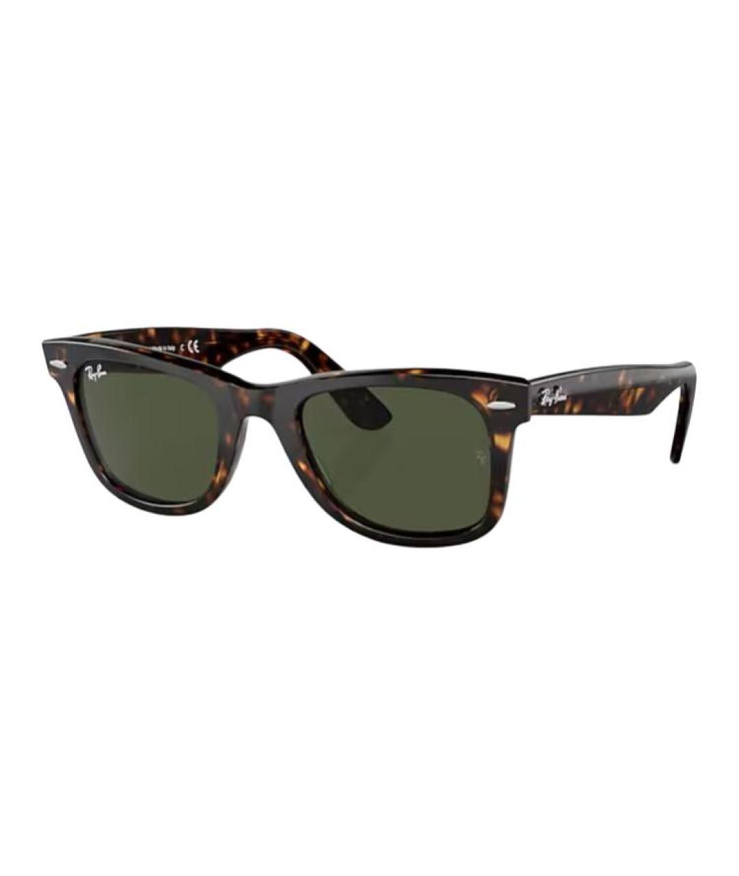 RAY BAN Коричневые пластиковые солнцезащитные очки, фото 1