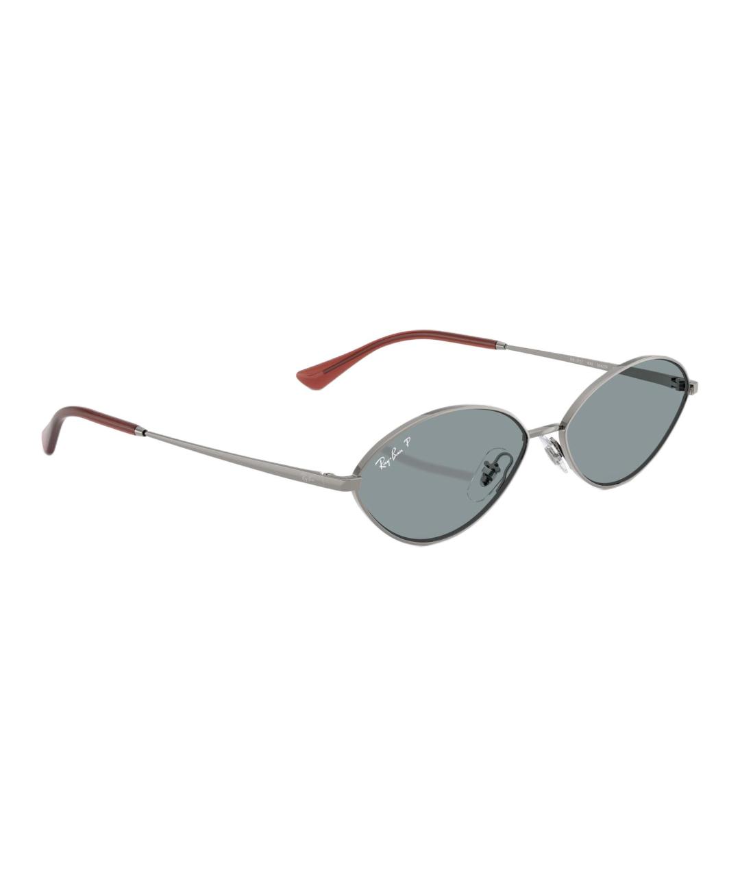 RAY BAN Серебряные металлические солнцезащитные очки, фото 4