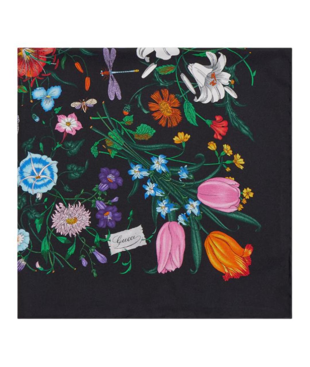 GUCCI Черный хлопковый шарф, фото 2