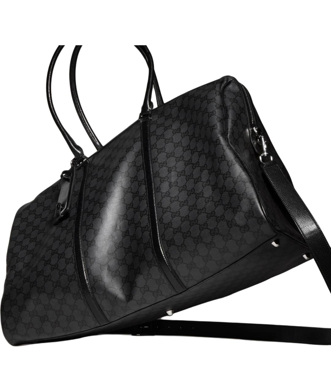 GUCCI Черная дорожная/спортивная сумка из канвы, фото 4
