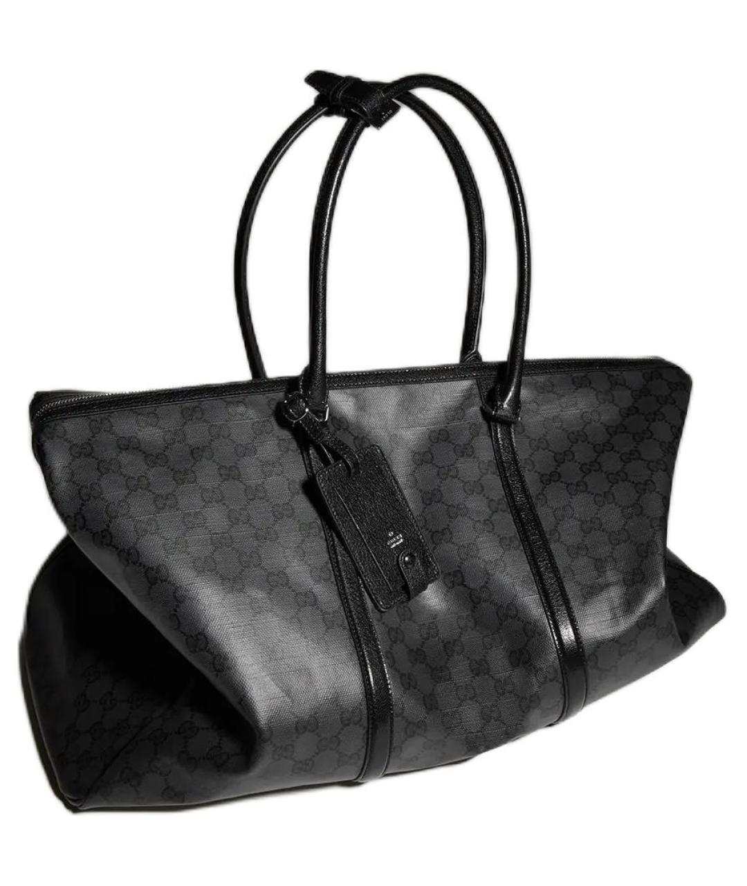 GUCCI Черная дорожная/спортивная сумка из канвы, фото 3