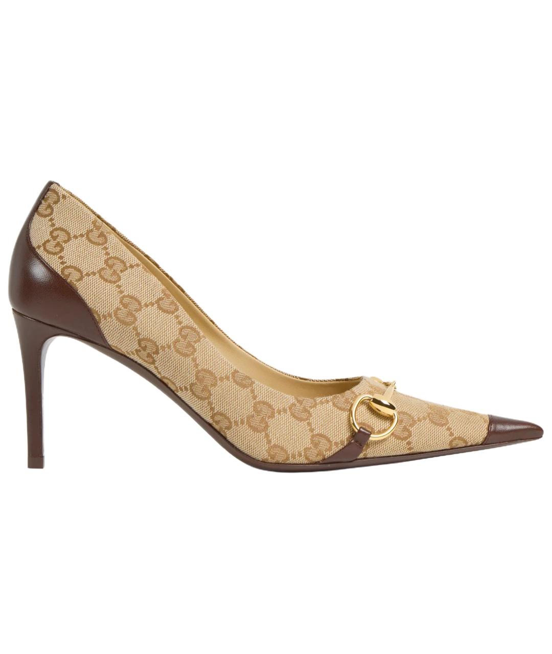 GUCCI Бежевые текстильные туфли, фото 1