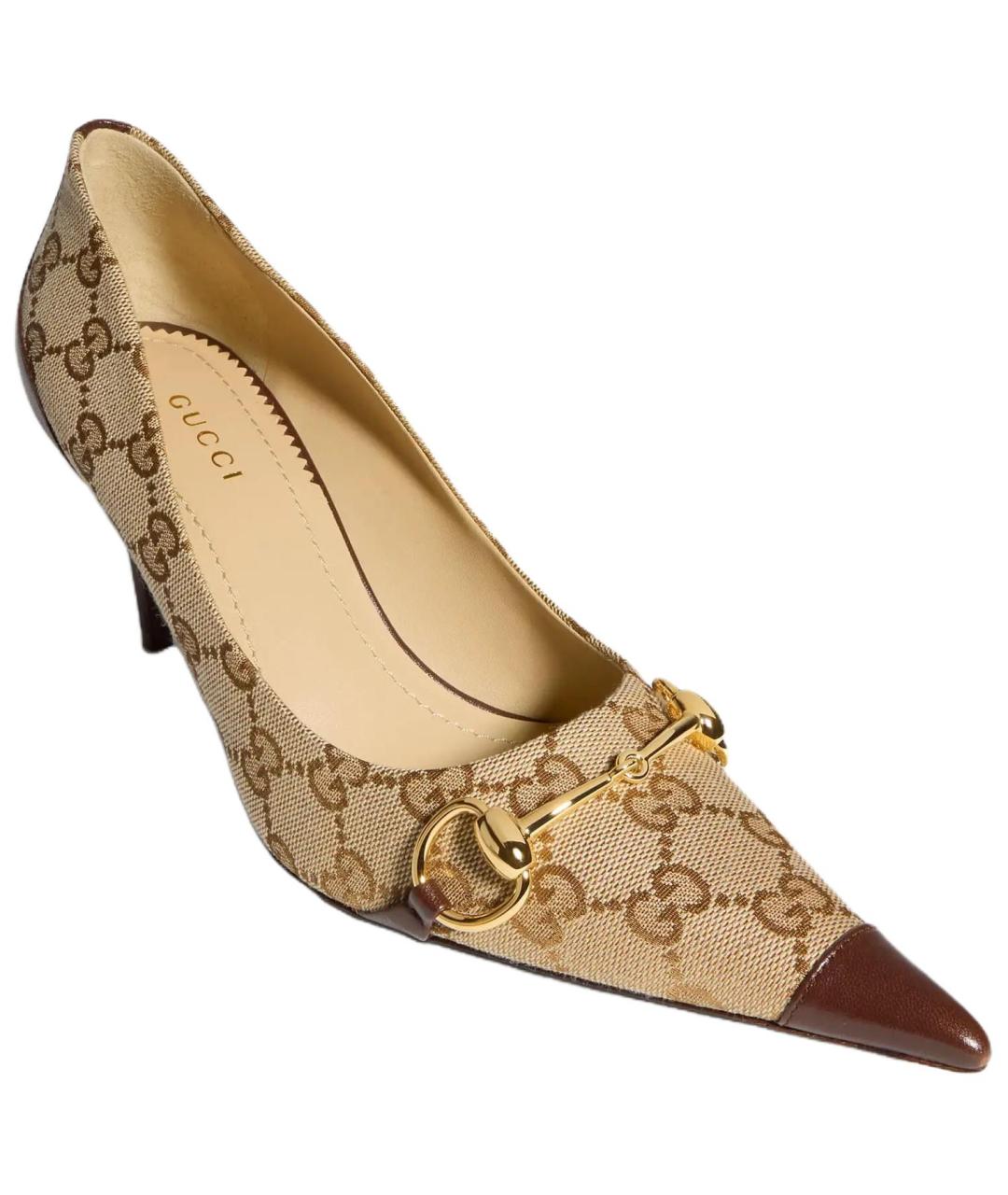 GUCCI Бежевые текстильные туфли, фото 3