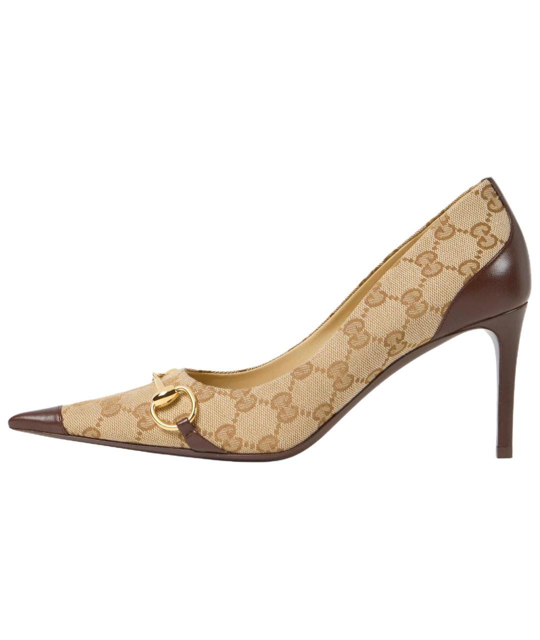 GUCCI Бежевые текстильные туфли, фото 2