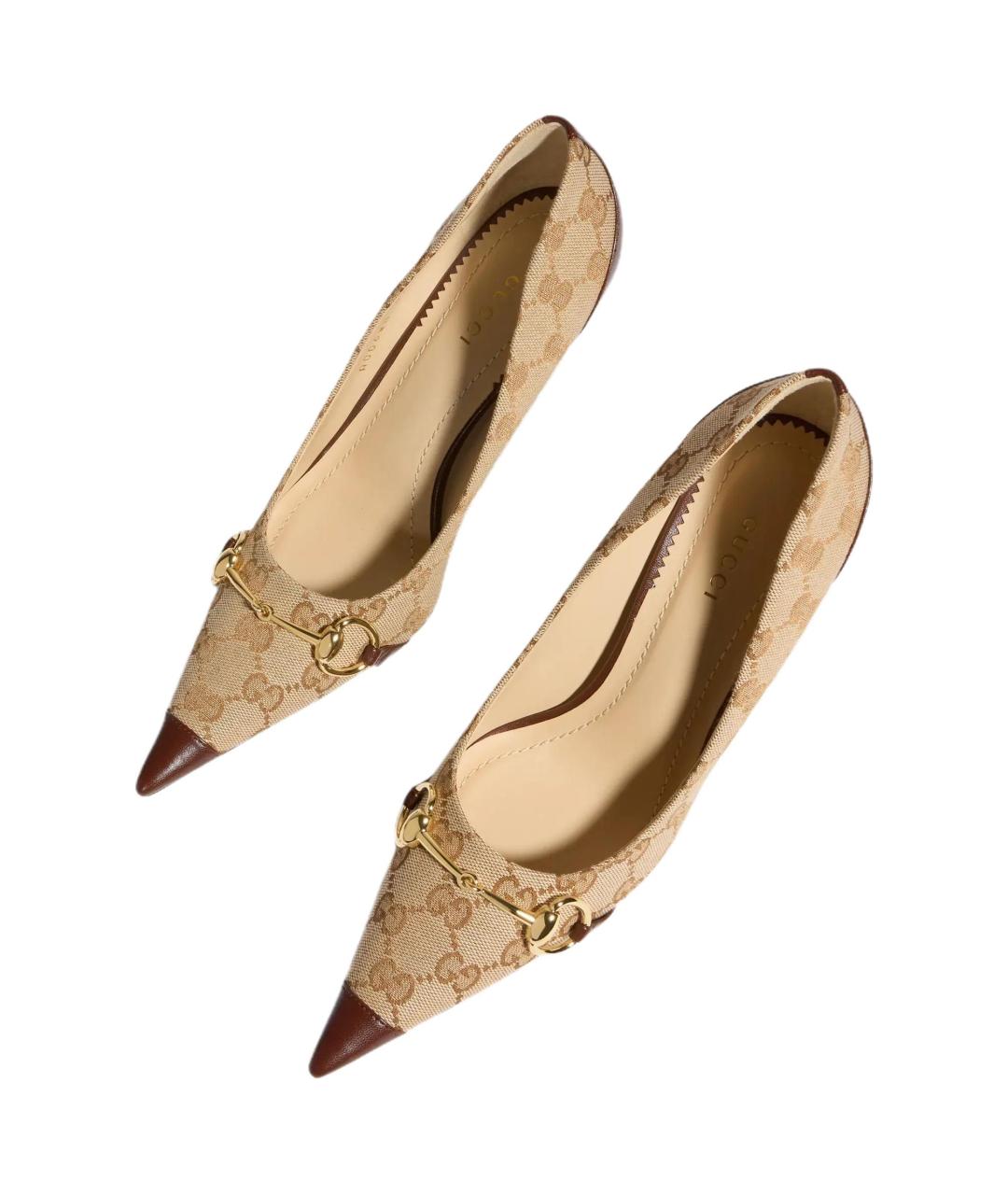 GUCCI Бежевые текстильные туфли, фото 4