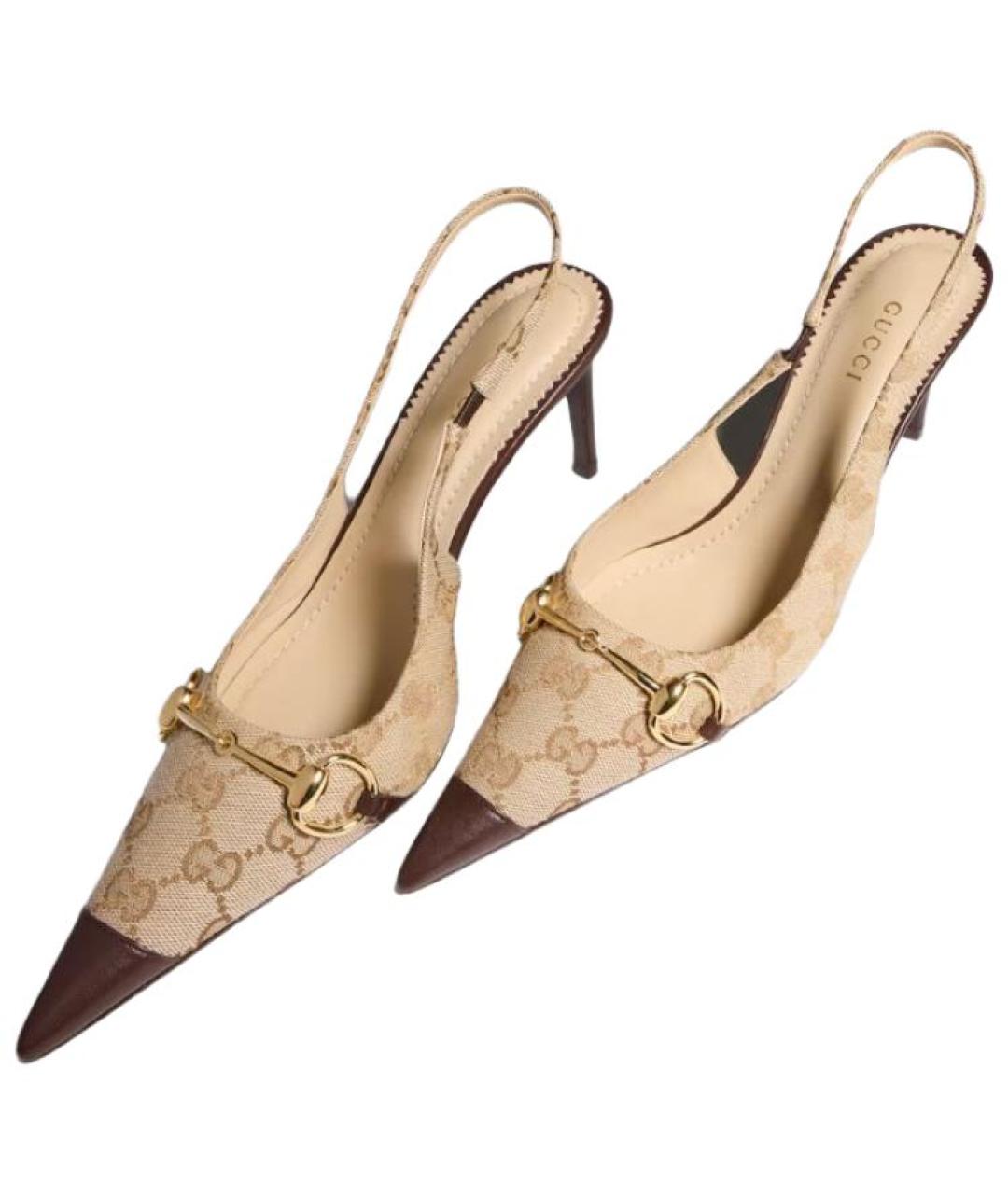 GUCCI Бежевые текстильные туфли, фото 5