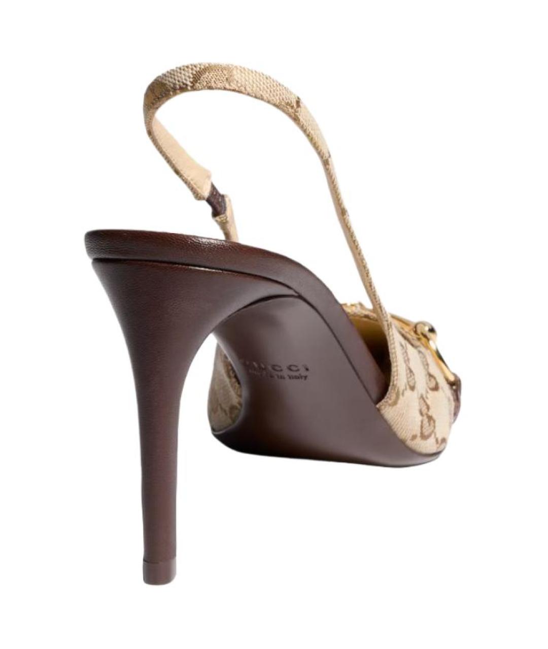 GUCCI Бежевые текстильные туфли, фото 4