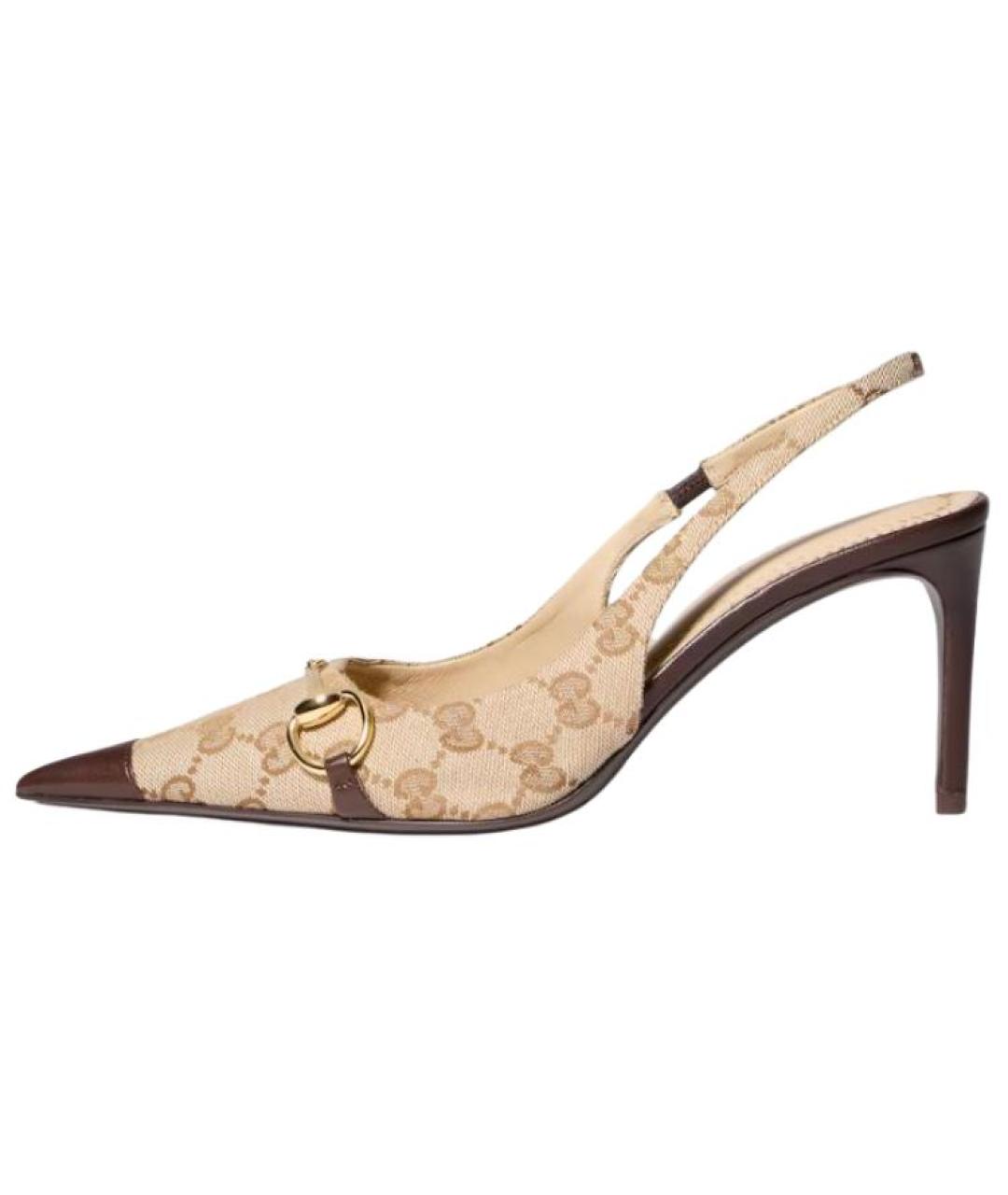 GUCCI Бежевые текстильные туфли, фото 2