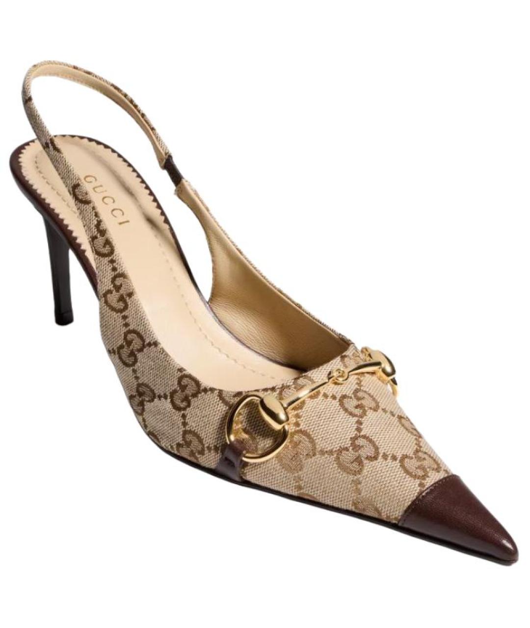GUCCI Бежевые текстильные туфли, фото 3