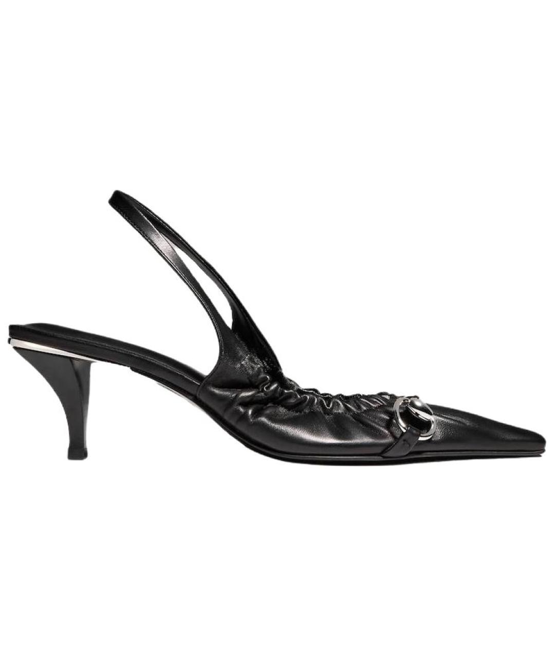 GUCCI Черные кожаные туфли, фото 1