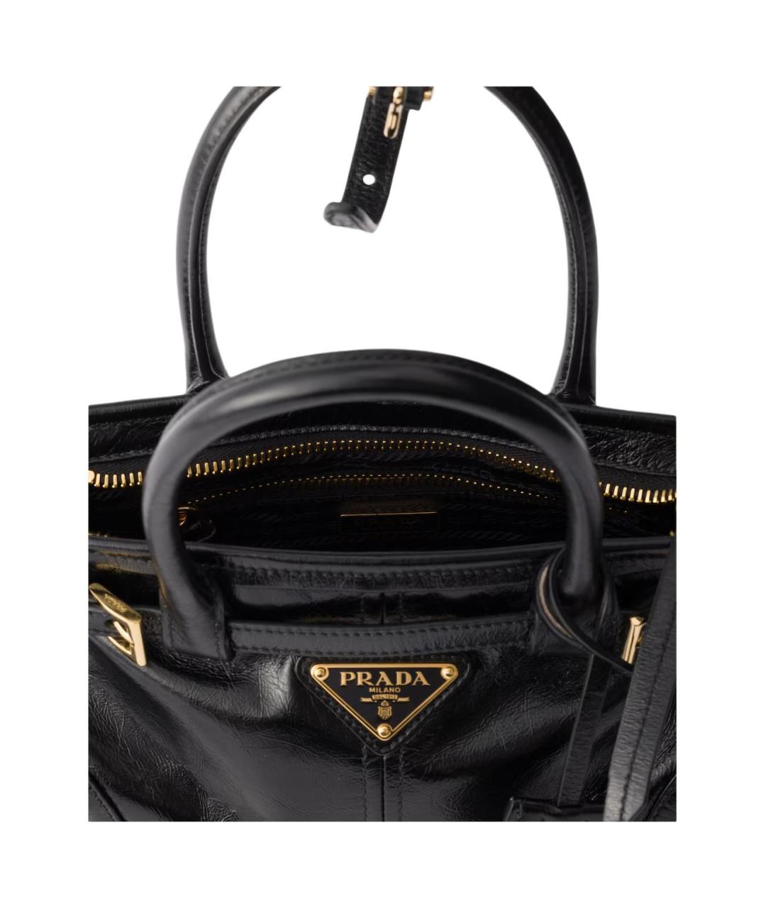 PRADA Черная кожаная сумка с короткими ручками, фото 4